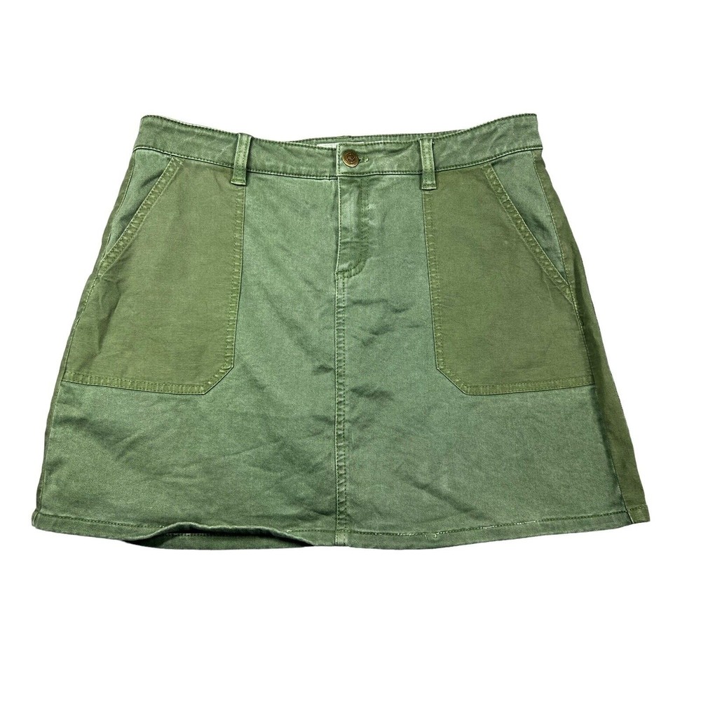 Vineyard Vines Green Jean Pockets Zip Closure Short Mini Skirt Size 8